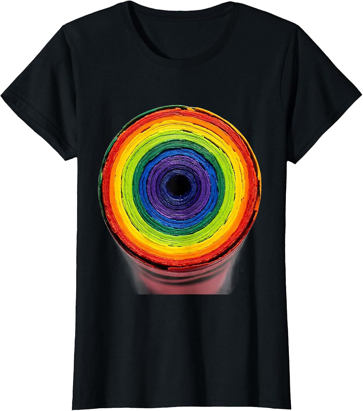 Crayon Cross-Section Layered Colors Illustration T-Shirt - Black