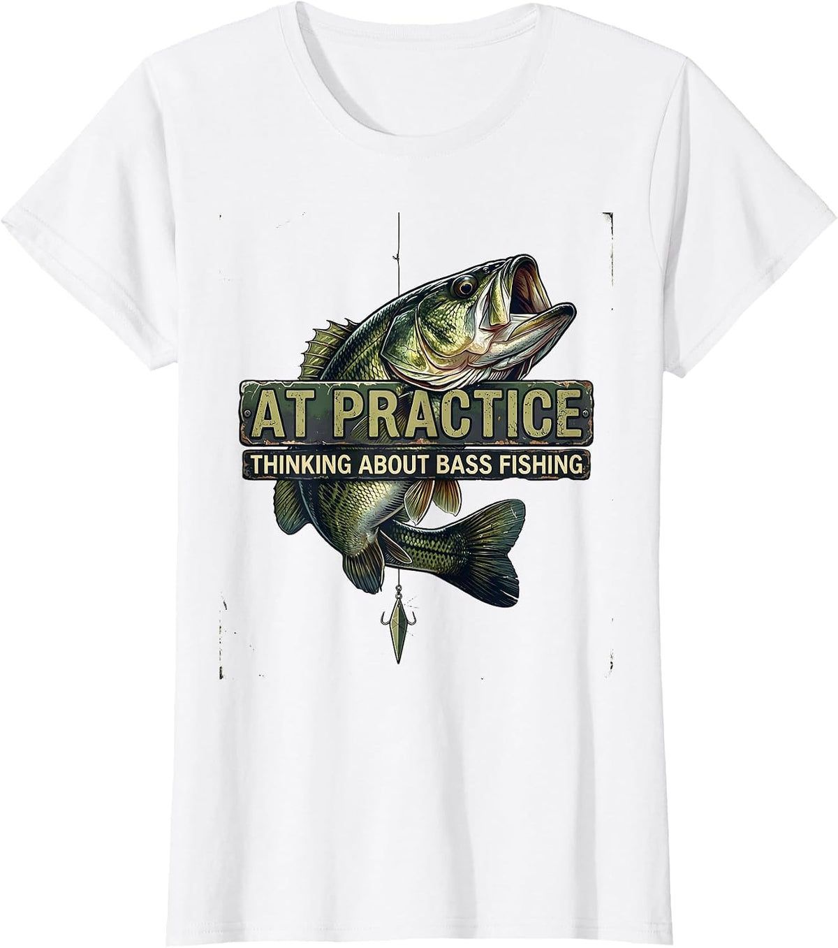 At Practice Thinking About Bass Fishing Funny T-Shirt - White
