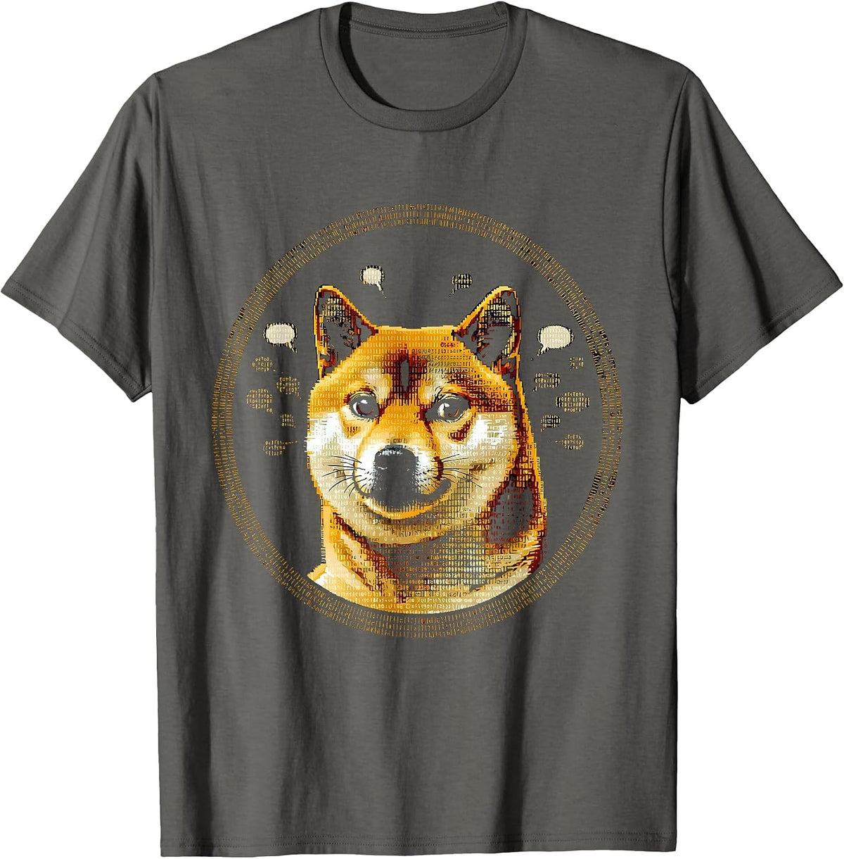 Doge Shiba Inu Floating Bubbles Meme Art T-Shirt - Asphalt Grey