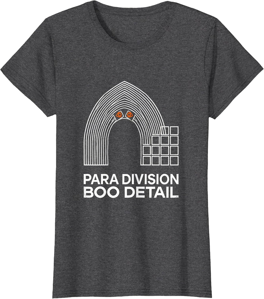Women's Para Division Boo Detail Geometric Paraeducator Halloween T-Shirt - Dark Heather Grey