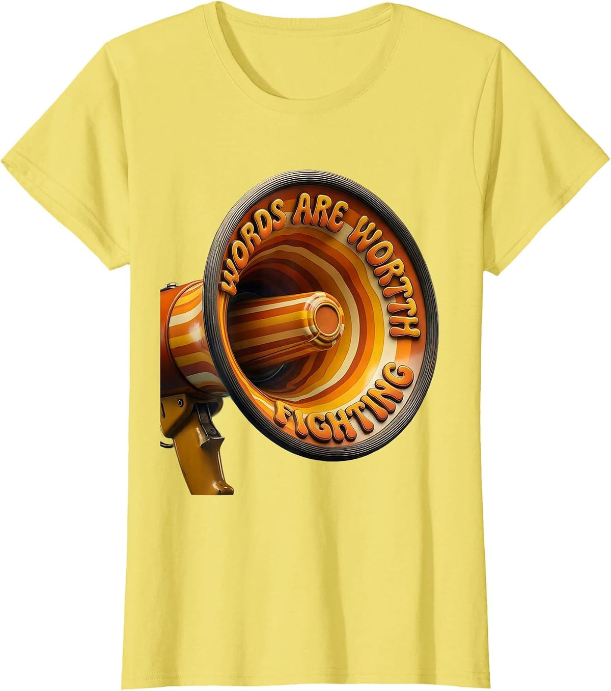 Women's Words Are Worth Fighting Speech Therapy Design T-Shirt - Lemon Yellow