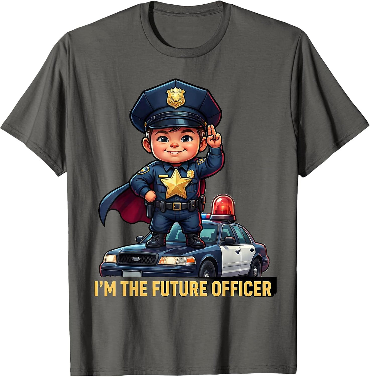 I'm The Future Officer Cartoon Toddler Police Officer T-Shirt - Asphalt Grey