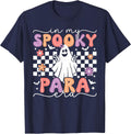in My Spooky para Era Retro Ghost Halloween Paraprofessional T-Shirt - Navy Blue