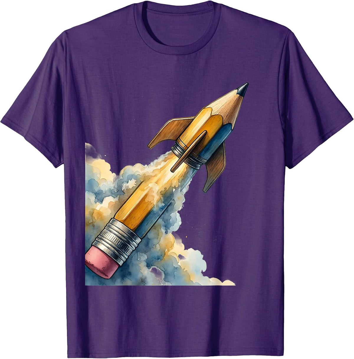 Men's Special Education Teacher Pencil Rocket Launch T-Shirt - Purple