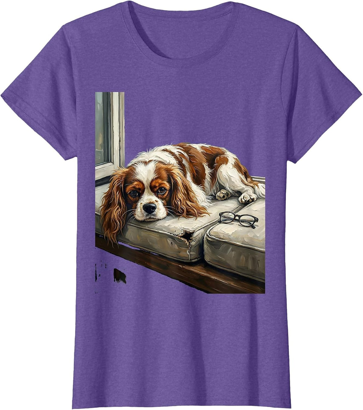 Women's Cavalier King Charles Spaniel Art Dog Owner Gift T-Shirt - Purple Heather