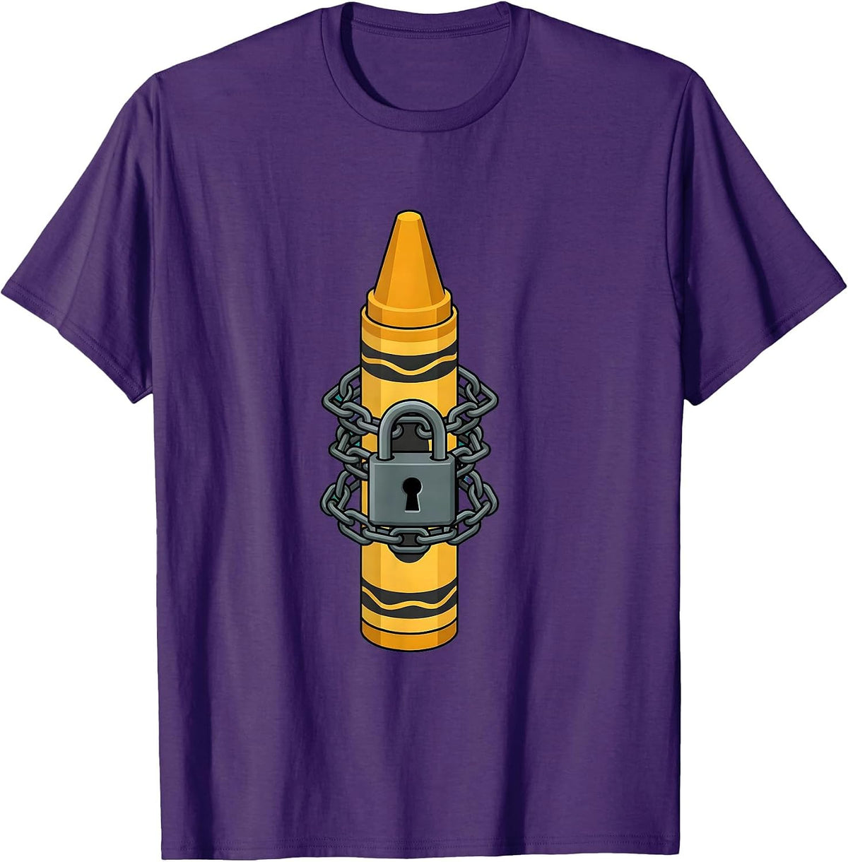 Chained Crayon Locked Up Art Graphic Design T-Shirt - Purple