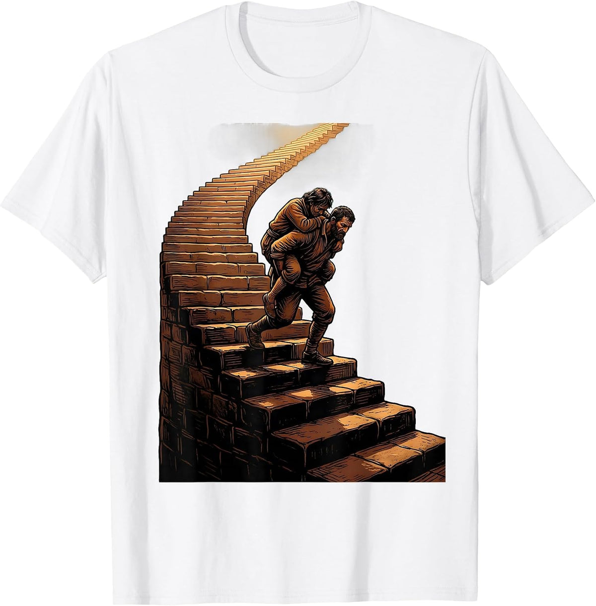 Men's Social Worker Helping Others Climb Graphic Design T-Shirt - White