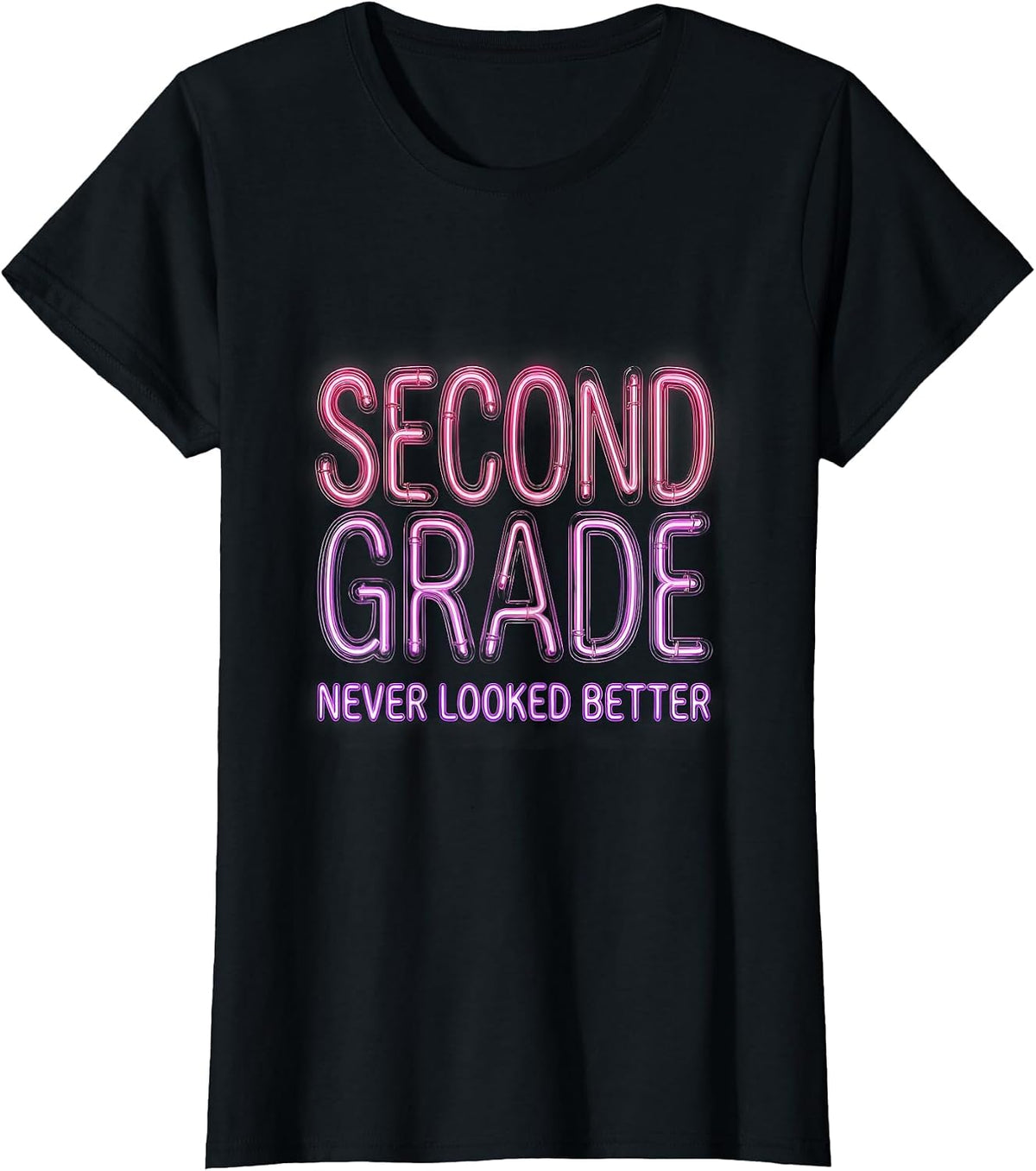Second Grade Never Looked Better Girls Design T-Shirt - Black