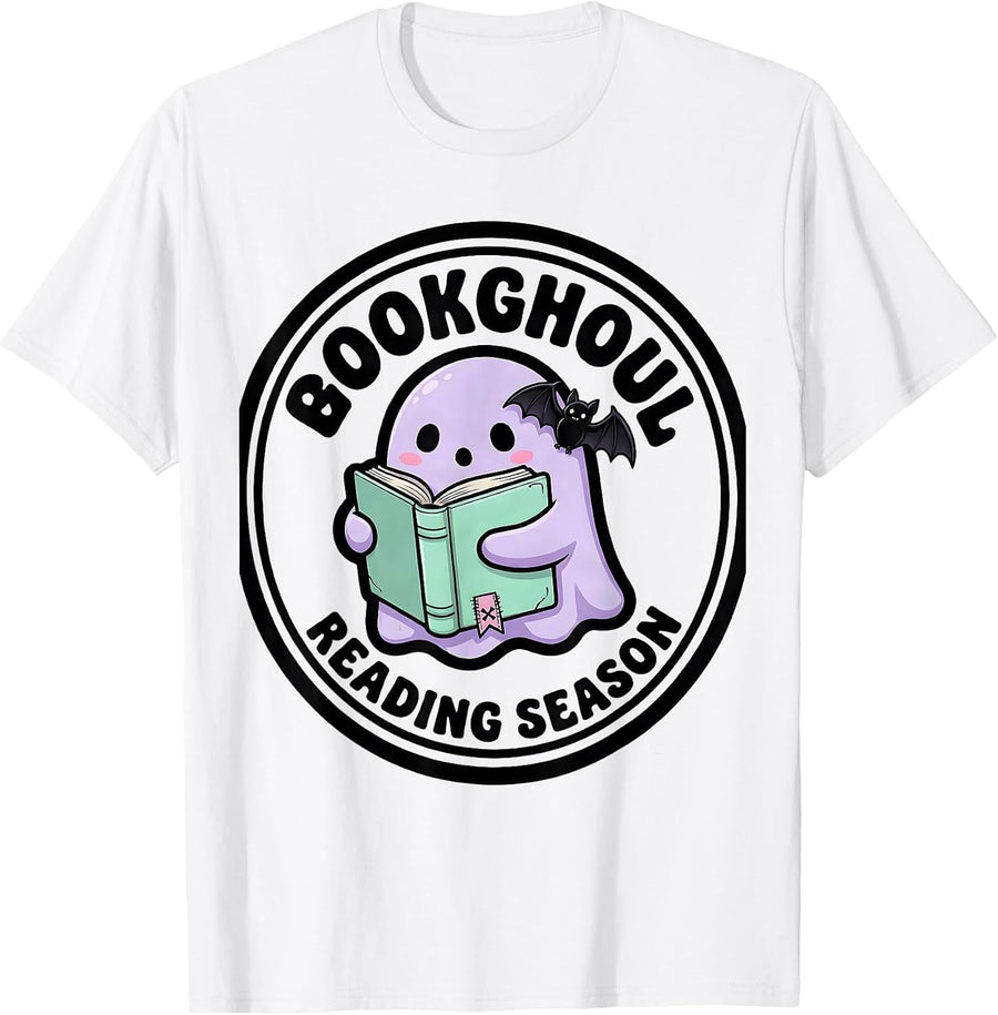Men's Bookghoul Reading Season Pastel Goth Kawaii Teacher Autumn T-Shirt - White