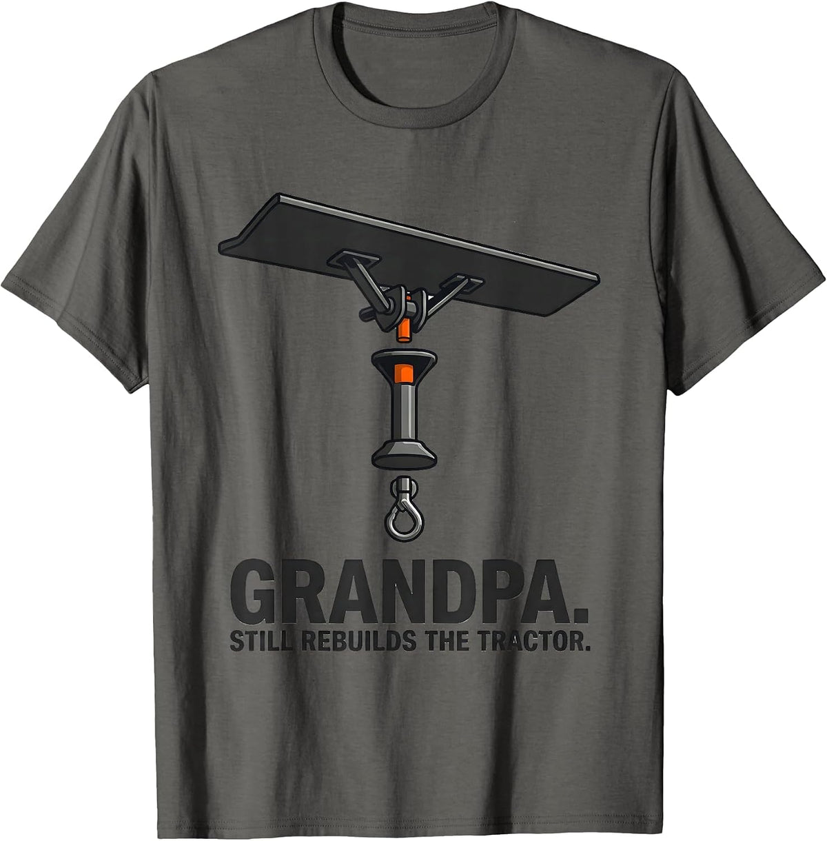 Men's Grandpa. Still Rebuilds The Tractor Funny Tractor Hobby T-Shirt - Asphalt Grey