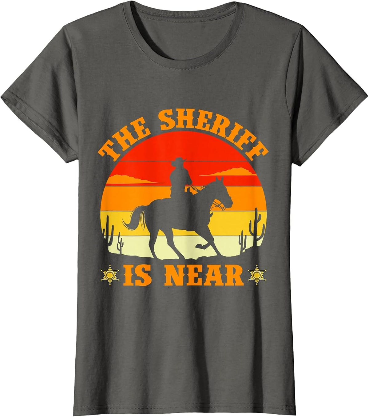 Cowboy Sheriff Pistols Sheriff Star Western T-Shirt - Asphalt Grey