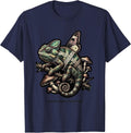 Cute Halloween Chameleon Changing Colors Design T-Shirt - Navy Blue
