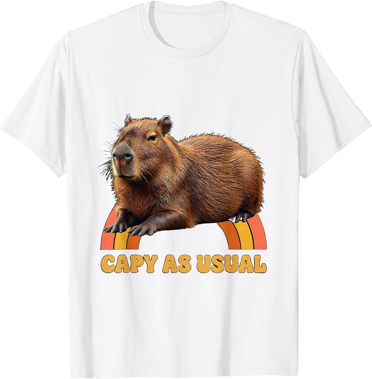 Men's Capy As Usual Retro Funny Capybara Animal Meme Gamer Gift T-Shirt - White