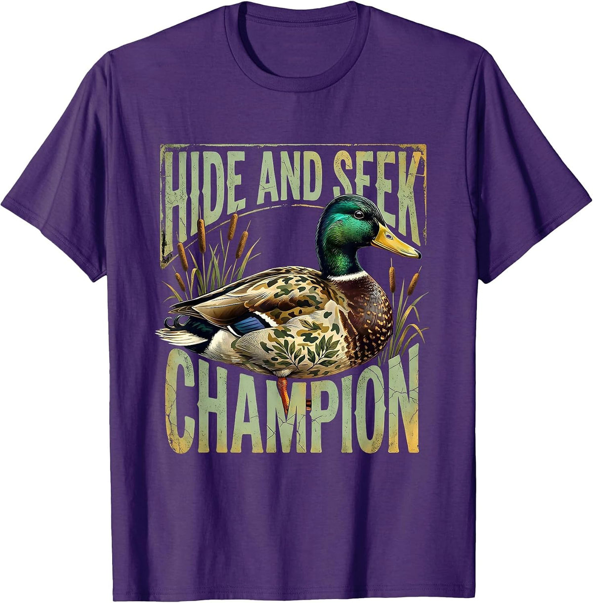 Men's Duck Camo Hide and Seek Champion Design T-Shirt - Purple