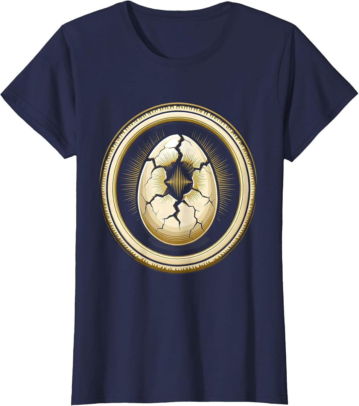 Women's Speech Therapy Cracked Egg Voice Burst Graphic T-Shirt - Navy Blue