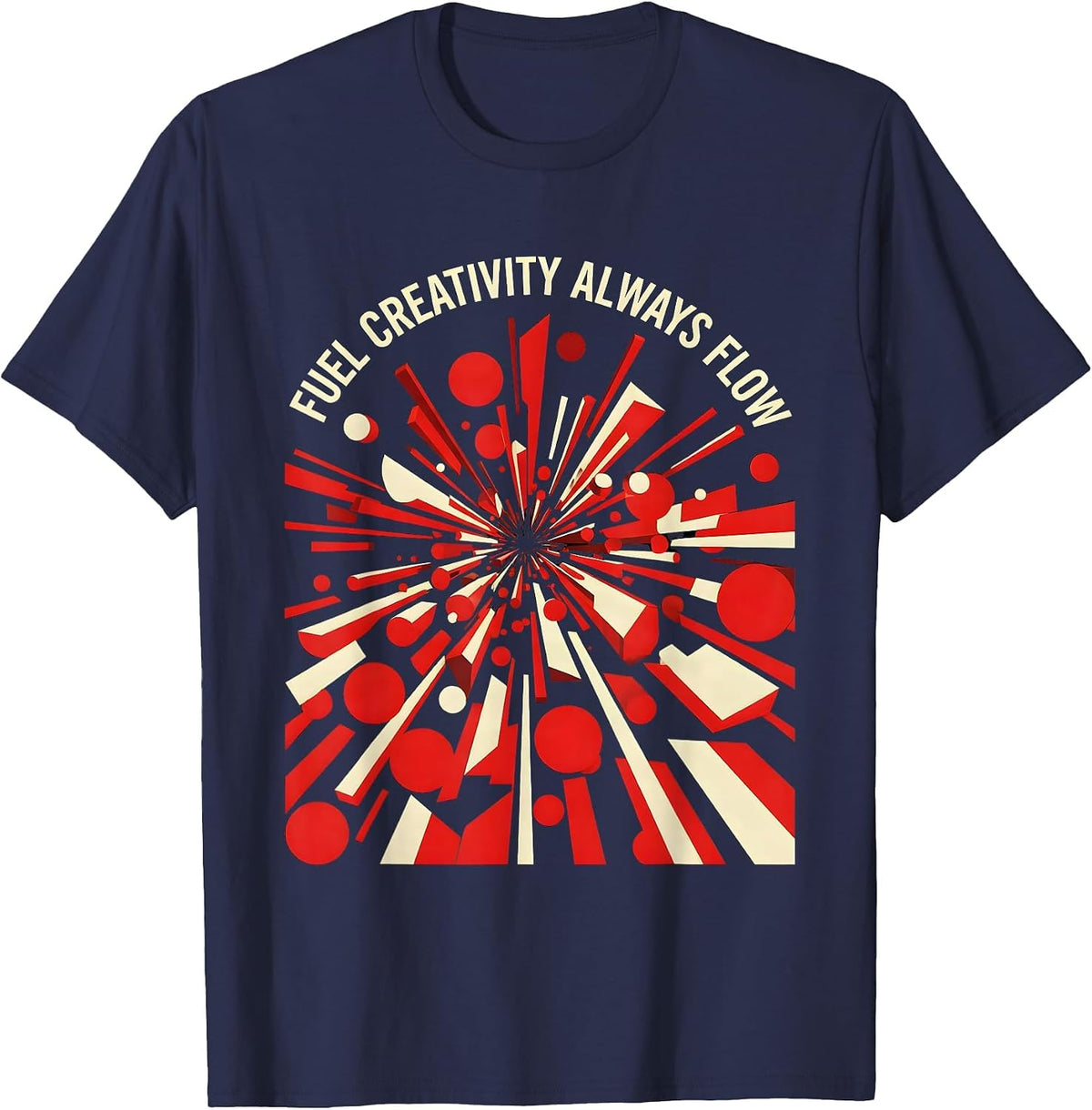 Men's Fuel Creativity Always Flow Artistic Design T-Shirt - Navy Blue
