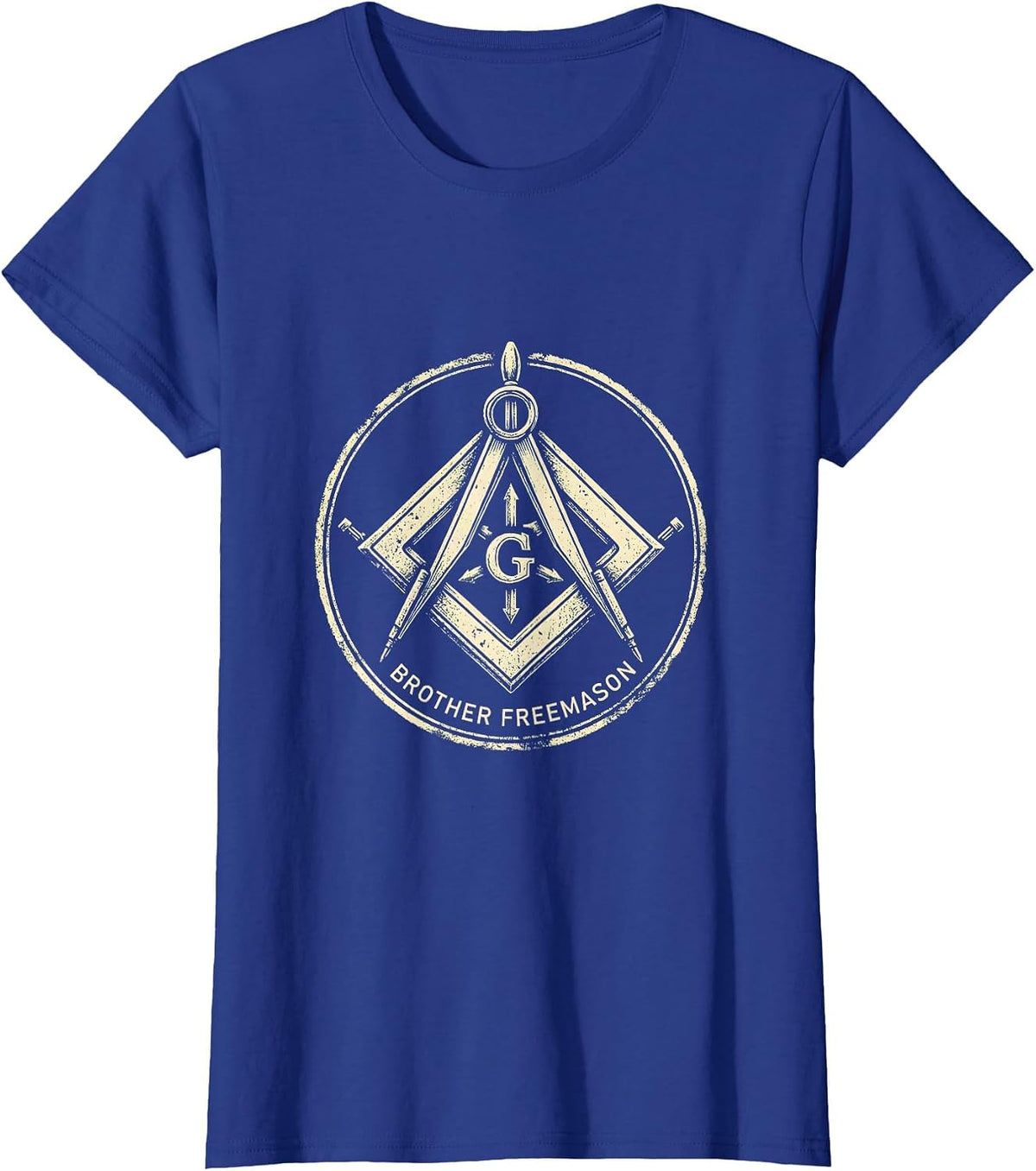 Women's Brother Freemason Rubber Stamp Square and Compass Masonic T-Shirt - Royal Blue