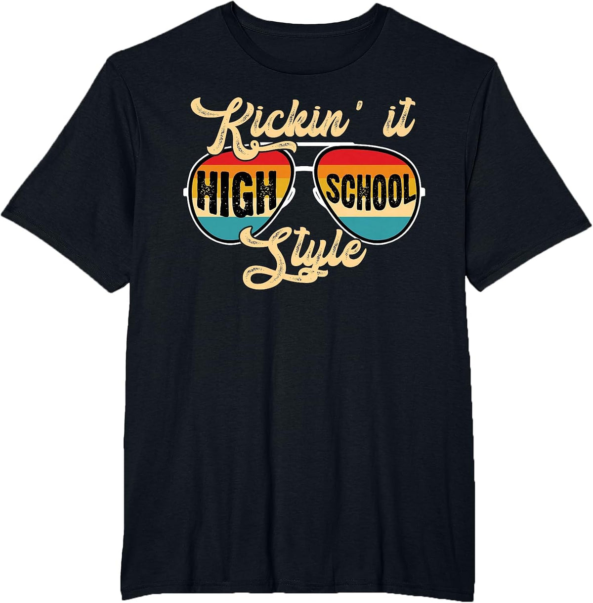 Retro Kickin It High School Style Teacher Back to School T-Shirt - Black