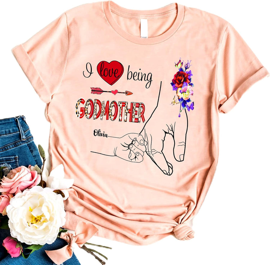 LOVELYPOD Personalized Mother's Day Shirts - I Love Being Grandma T-Shirt, Casual Graphic Tee S-4XL - #19godmother