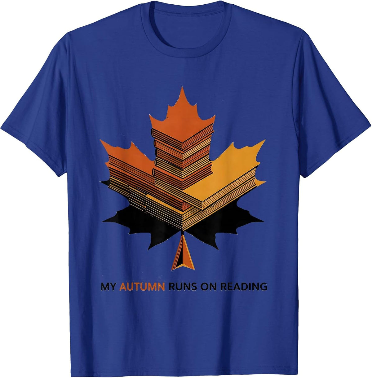 My Autumn Runs On Reading Geometric Teacher Book Lover T-Shirt - Royal Blue