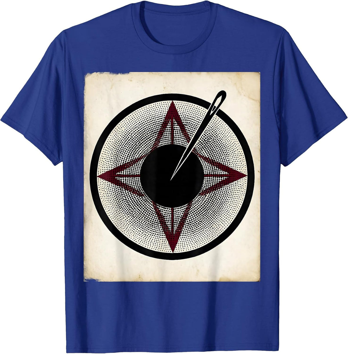 Needle and Dot Minimalist Illustration T-Shirt - Royal Blue