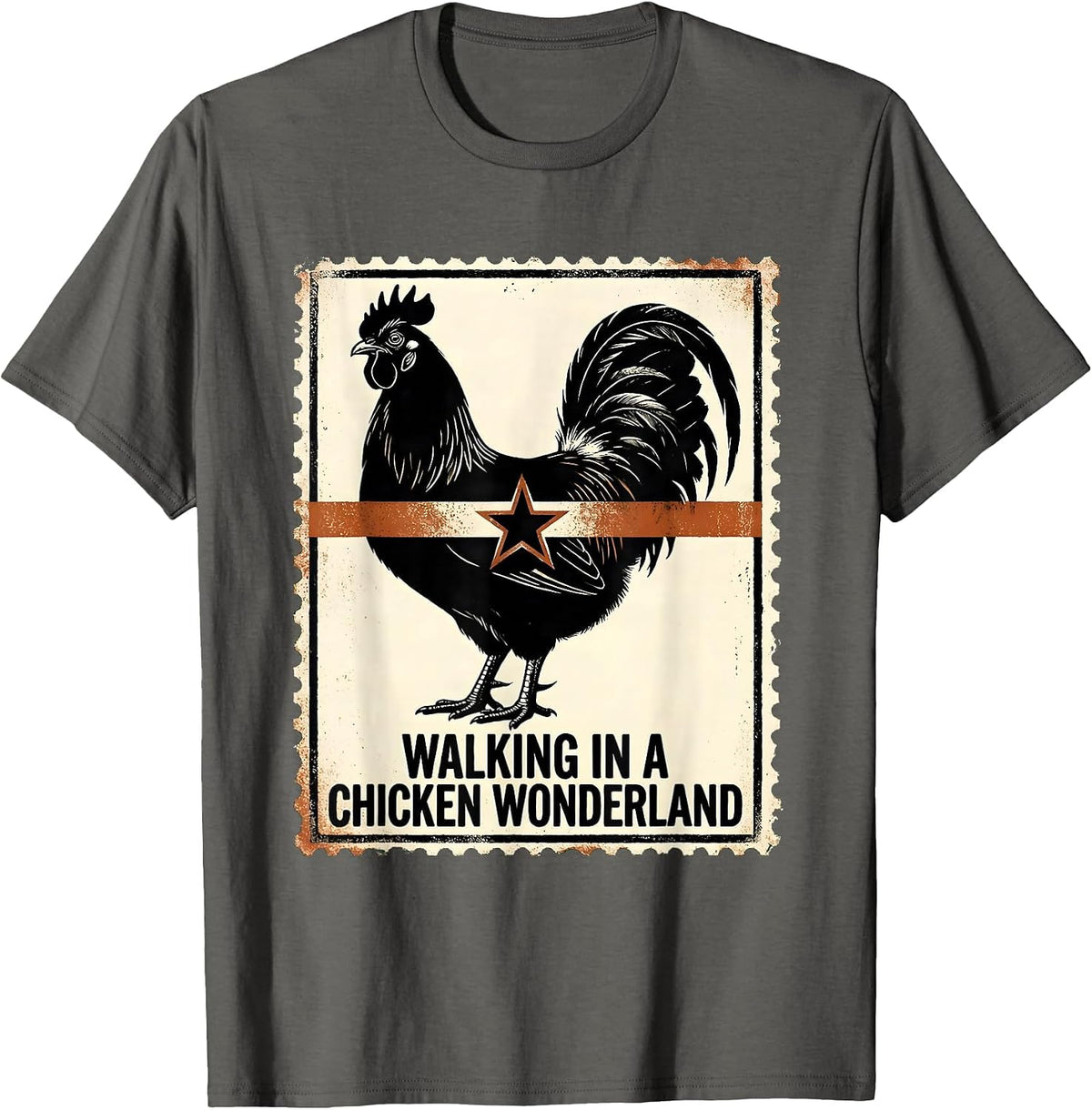 Men's Walking in a Chicken Wonderland Funny Chicken Lover T-Shirt - Asphalt Grey