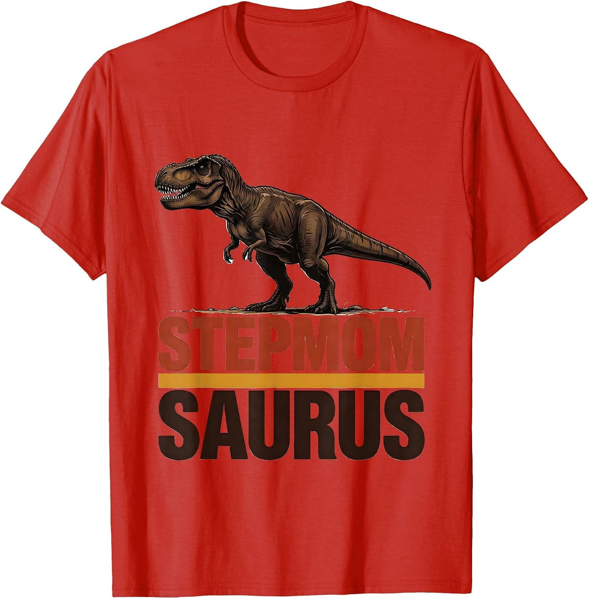 Men's Stepmomsaurus Funny T-Rex Dinosaur Family Matching Gift T-Shirt - Red