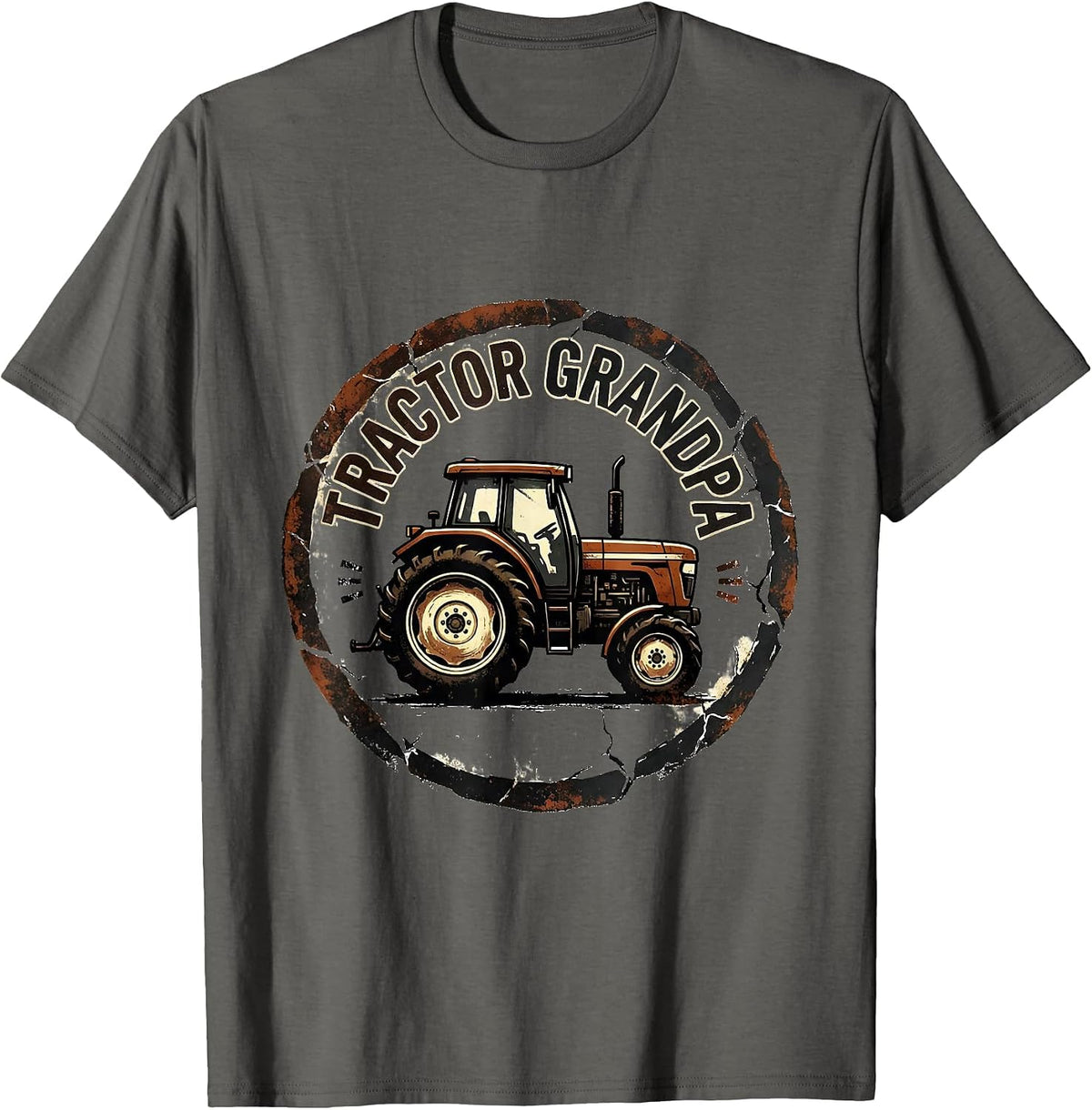Tractor Grandpa Distressed Funny Grandpa Farmer Gift T-Shirt - Asphalt Grey