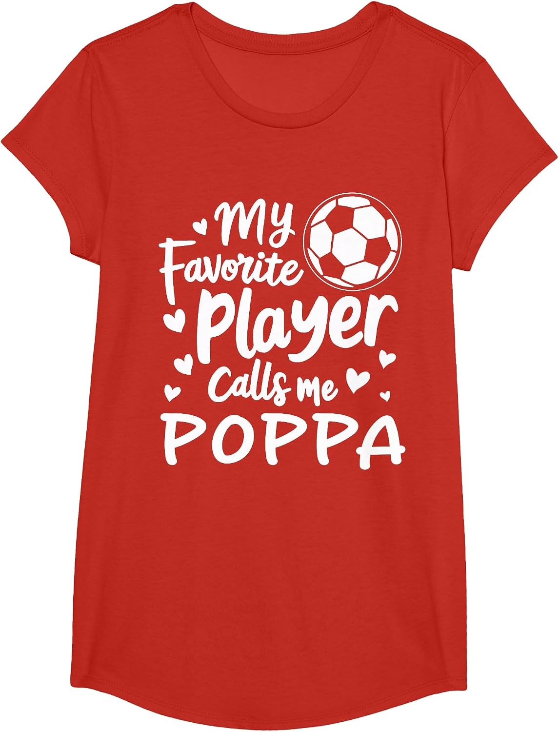 My Favorite Player Calls Me Poppa Soccer Ball T-Shirt - Girls Red