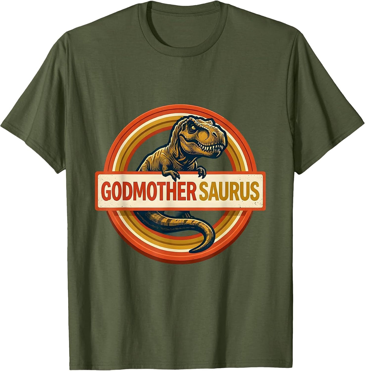 Godmothersaurus Funny Dinosaur Family Role Pun Gift T-Shirt - Olive Green