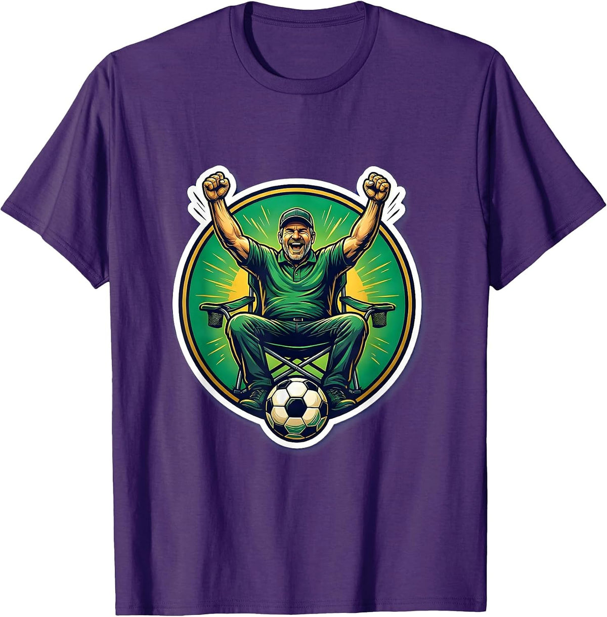 Soccer Dad Cheering From Sideline Chair Graphic T-Shirt - Purple