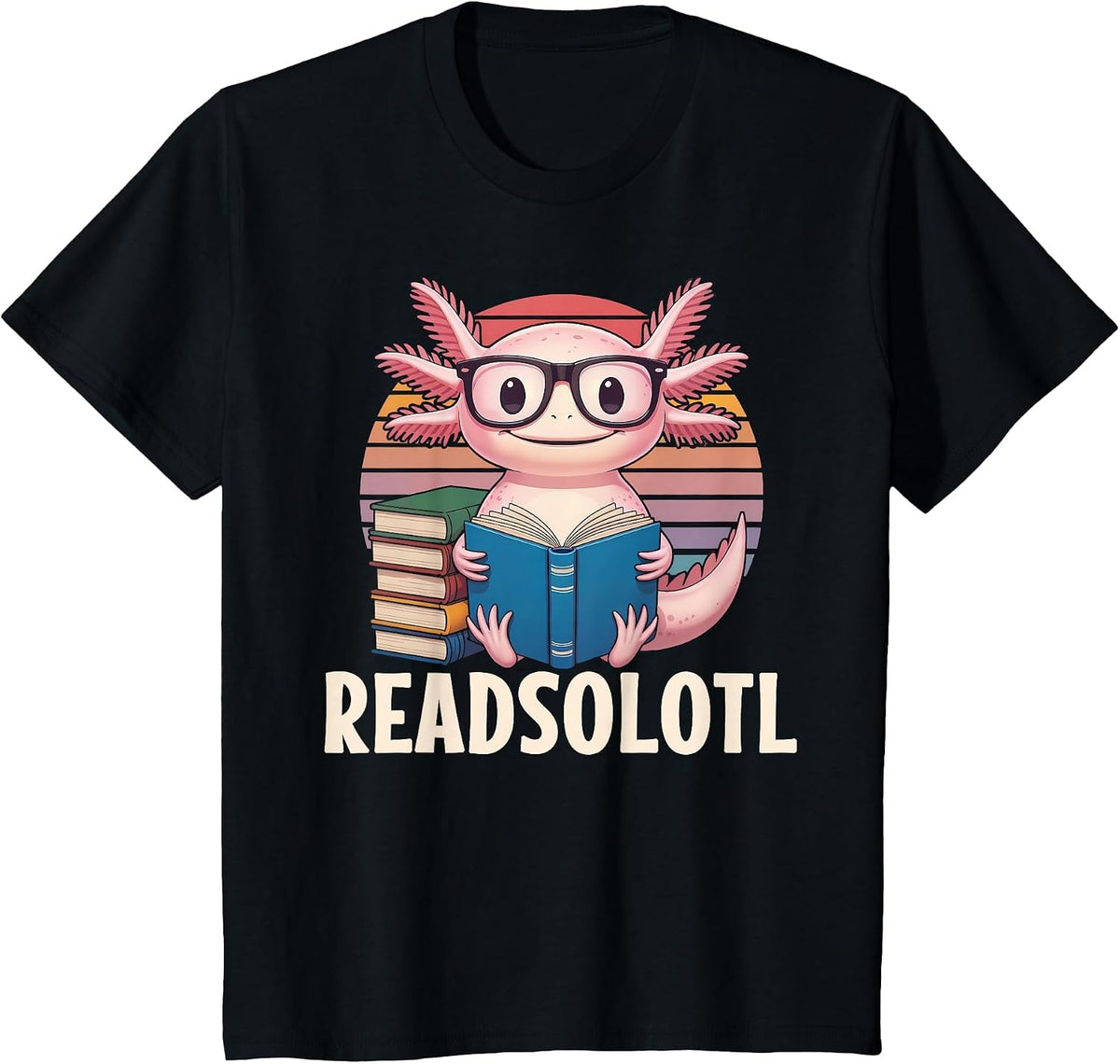 Readsolotl Funny Axolotl Reading Book Lover Kawaii Bookworms T-Shirt - Black