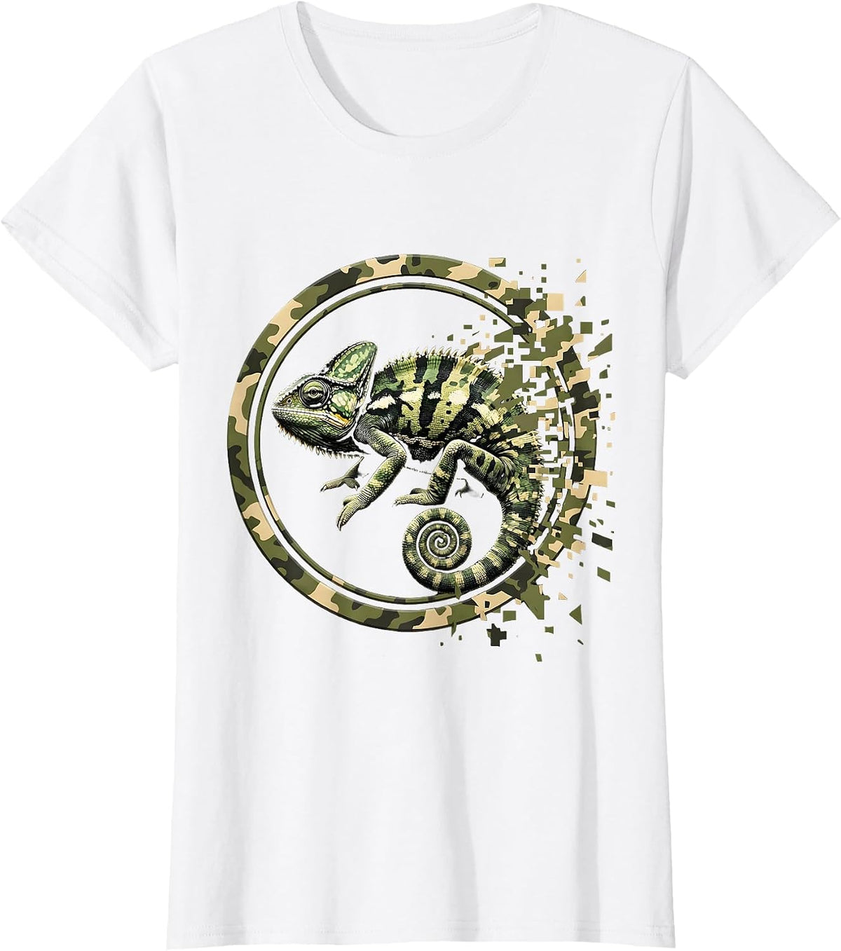Chameleon Camo Blend Military Camouflage Design T-Shirt - White