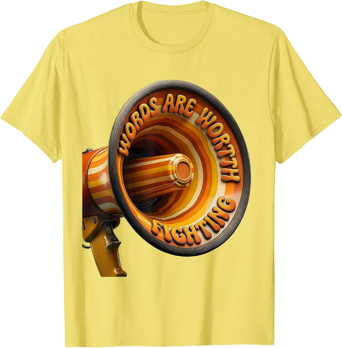 Men's Words Are Worth Fighting Speech Therapy Design T-Shirt - Lemon Yellow