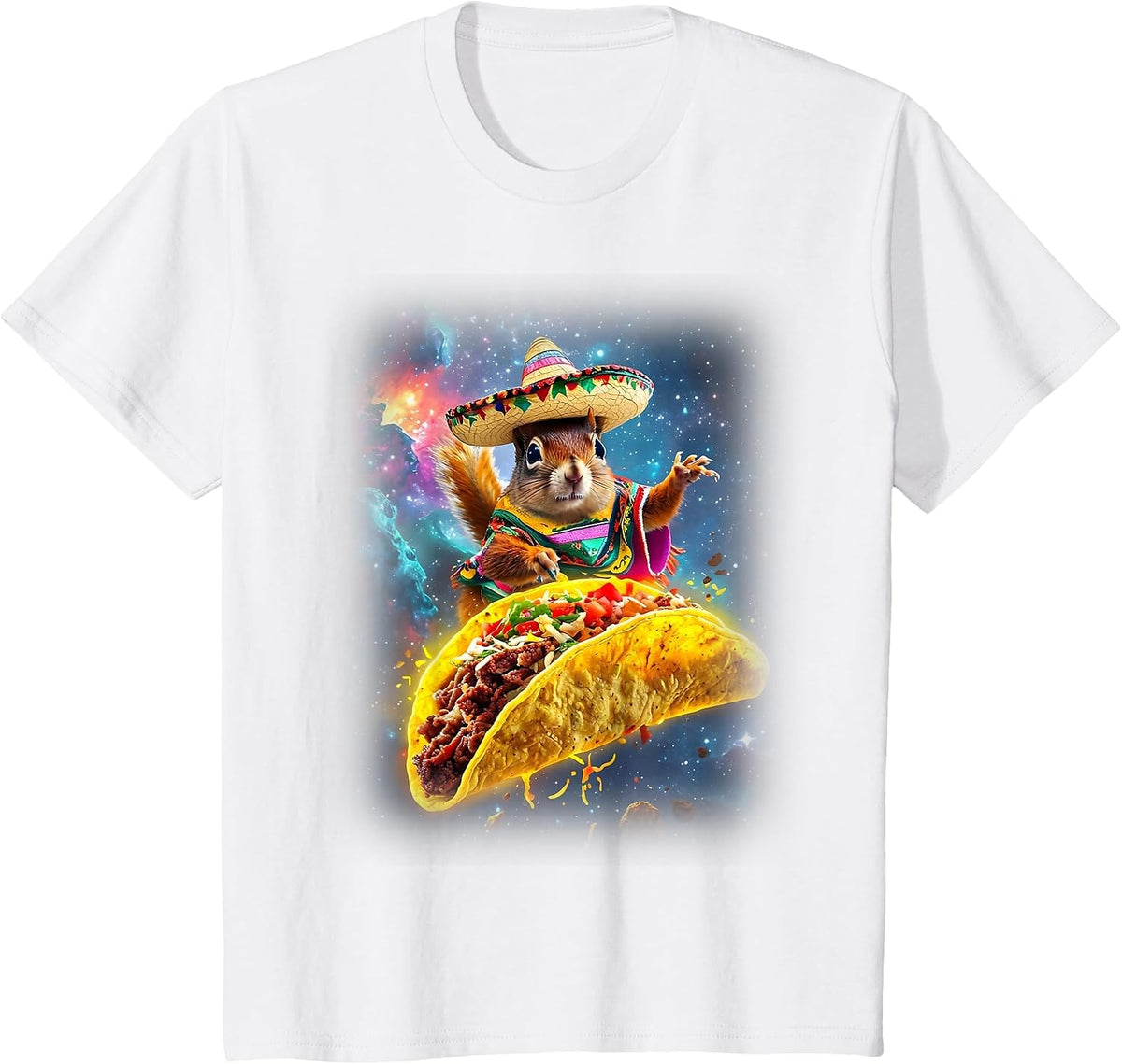 Crazy Space Taco Squirrel Cinco De Mayo Squirrel Sombrero T-Shirt - White