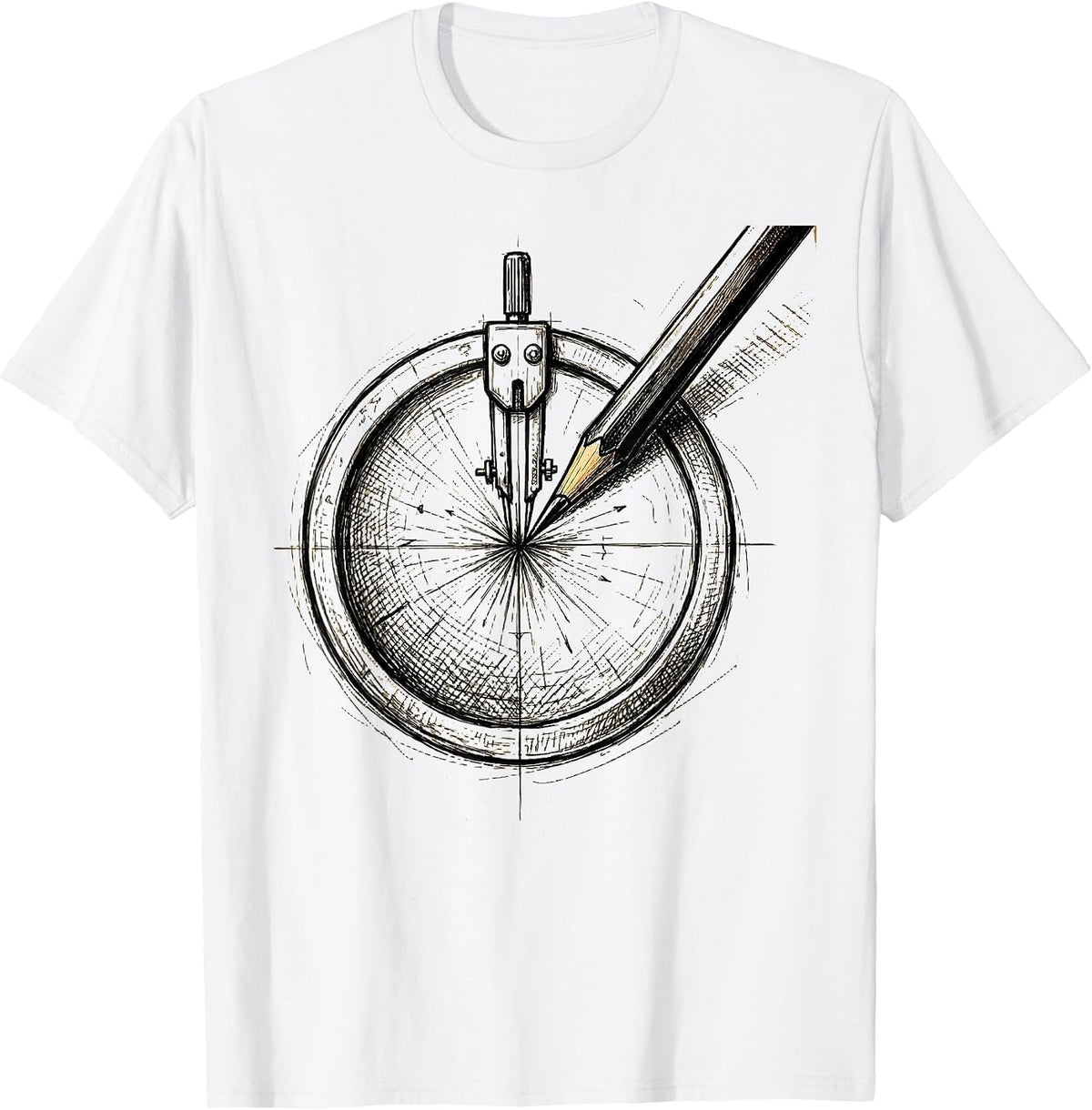 Men's Compass Drawing a Perfect Circle Graphic T-Shirt - White