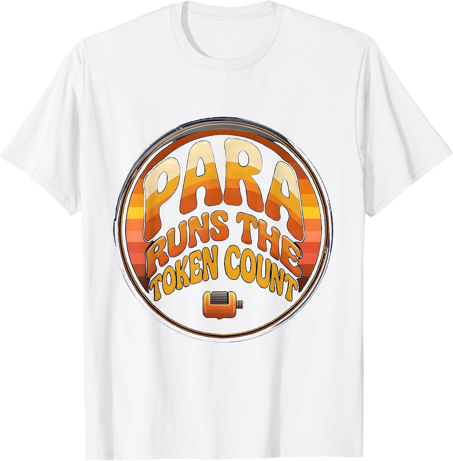 Men's PARA Runs The Token Count Retro 70s Paraprofessional Back T-Shirt - White
