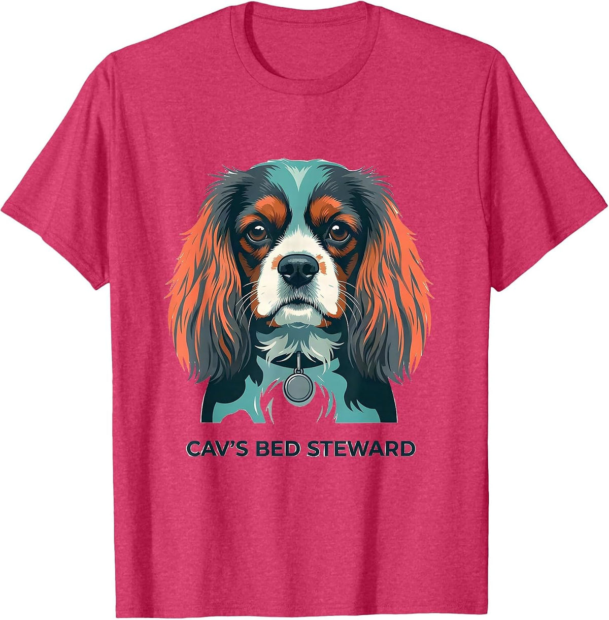 Cav's Bed Steward Funny Cavalier King Charles Spaniel Owner T-Shirt - Red Heather