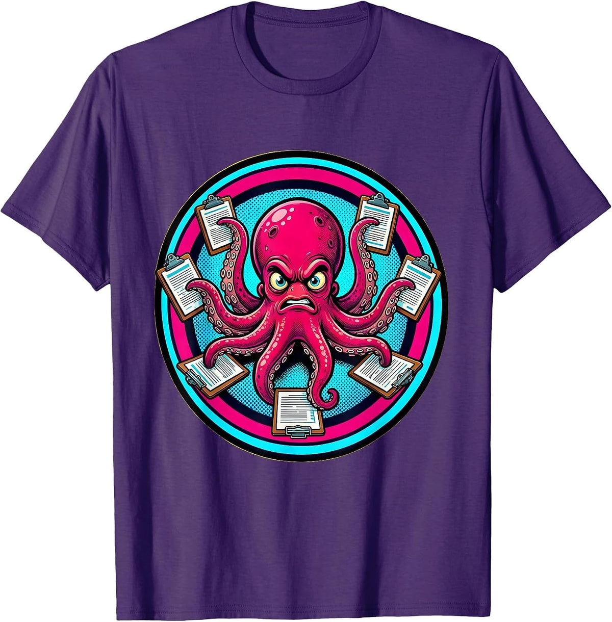 Chaos Coordinator Octopus Multitasking Graphic T-Shirt - Purple