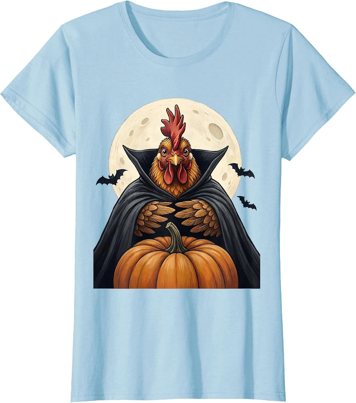Women's Chicken Vampire Halloween Farm Chicken Lover Humor T-Shirt - Baby Blue