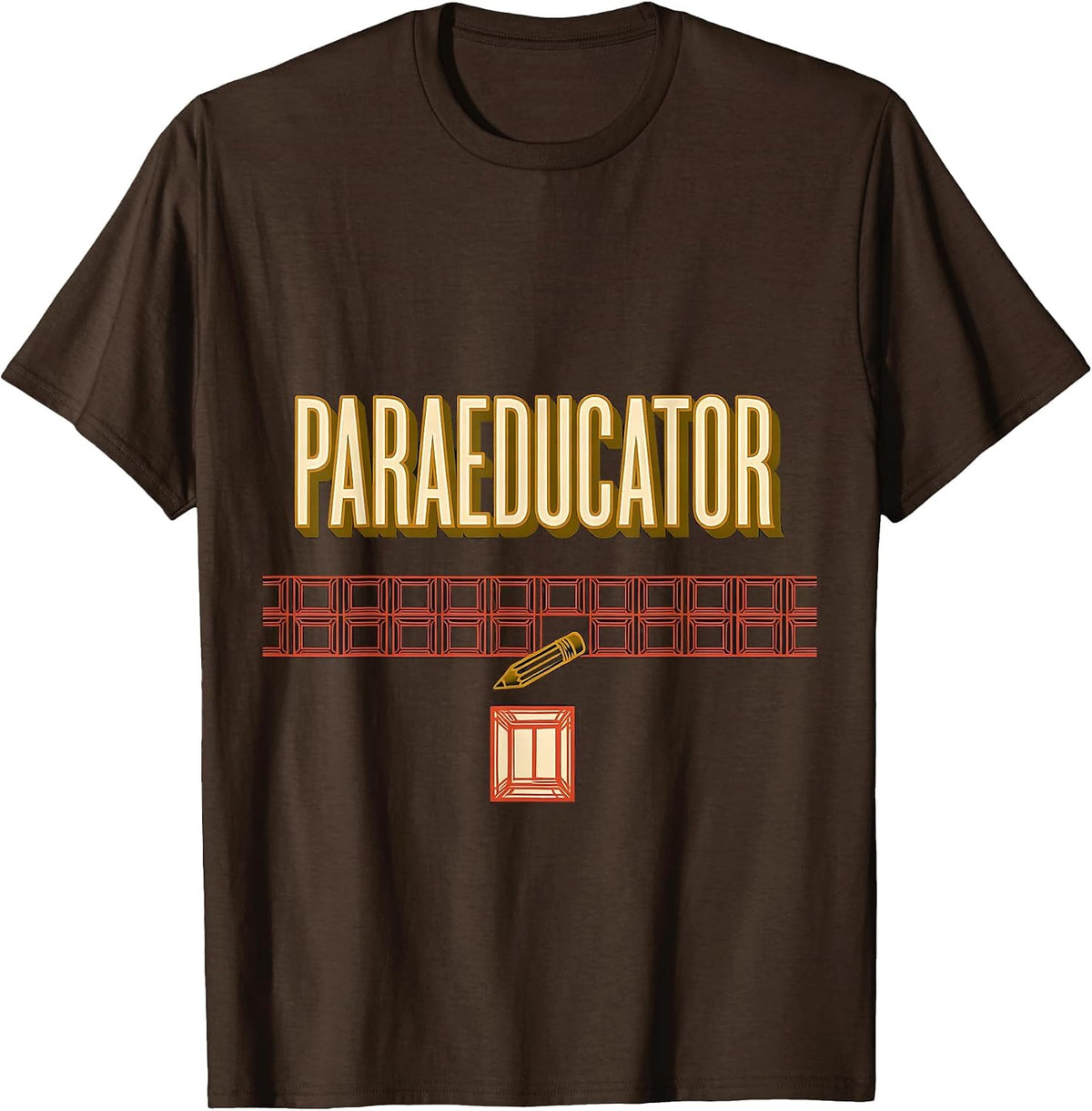 Men's Paraeducator Sign Painter Showcard Teacher Aide School T-Shirt - Brown