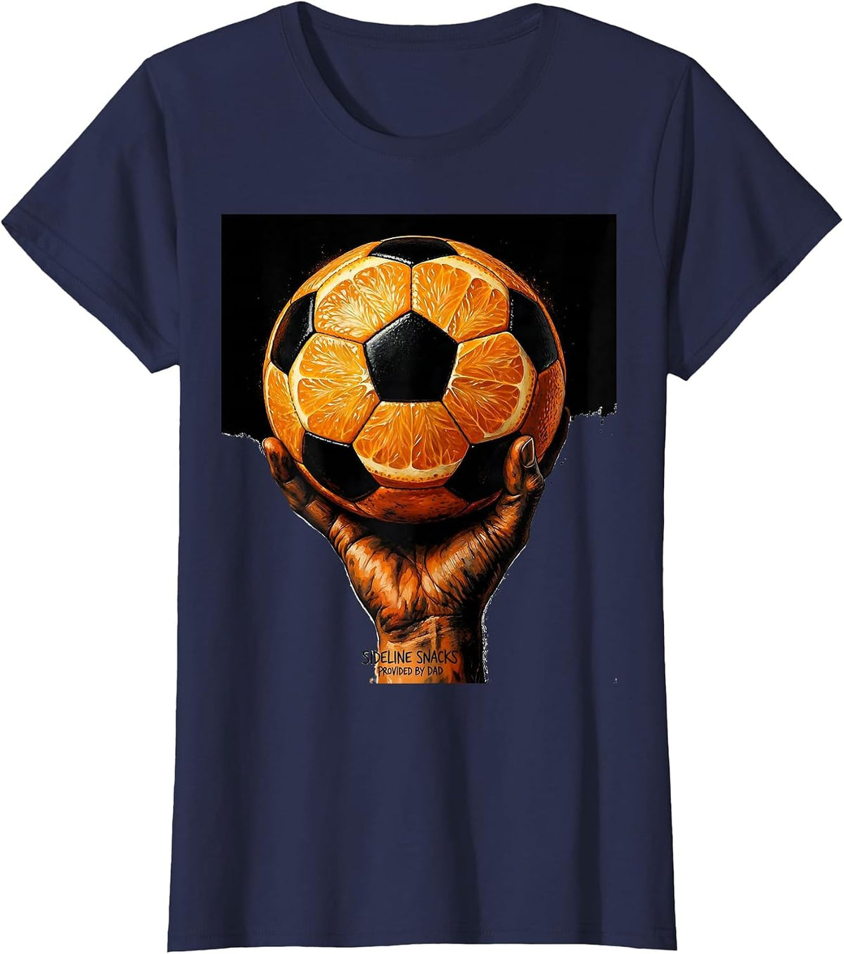 Women's Sideline Snacks Provided By Dad Soccer Design T-Shirt - Navy Blue