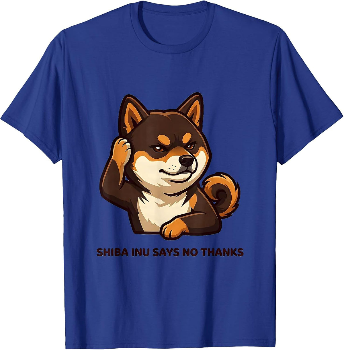 Men's Shiba Inu Says No Thanks Cute Kawaii Dog Lover Anime Humor T-Shirt - Royal Blue