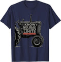 I Know An Old Tractor's Limits Vintage Farmer Rural Humor T-Shirt - Navy Blue