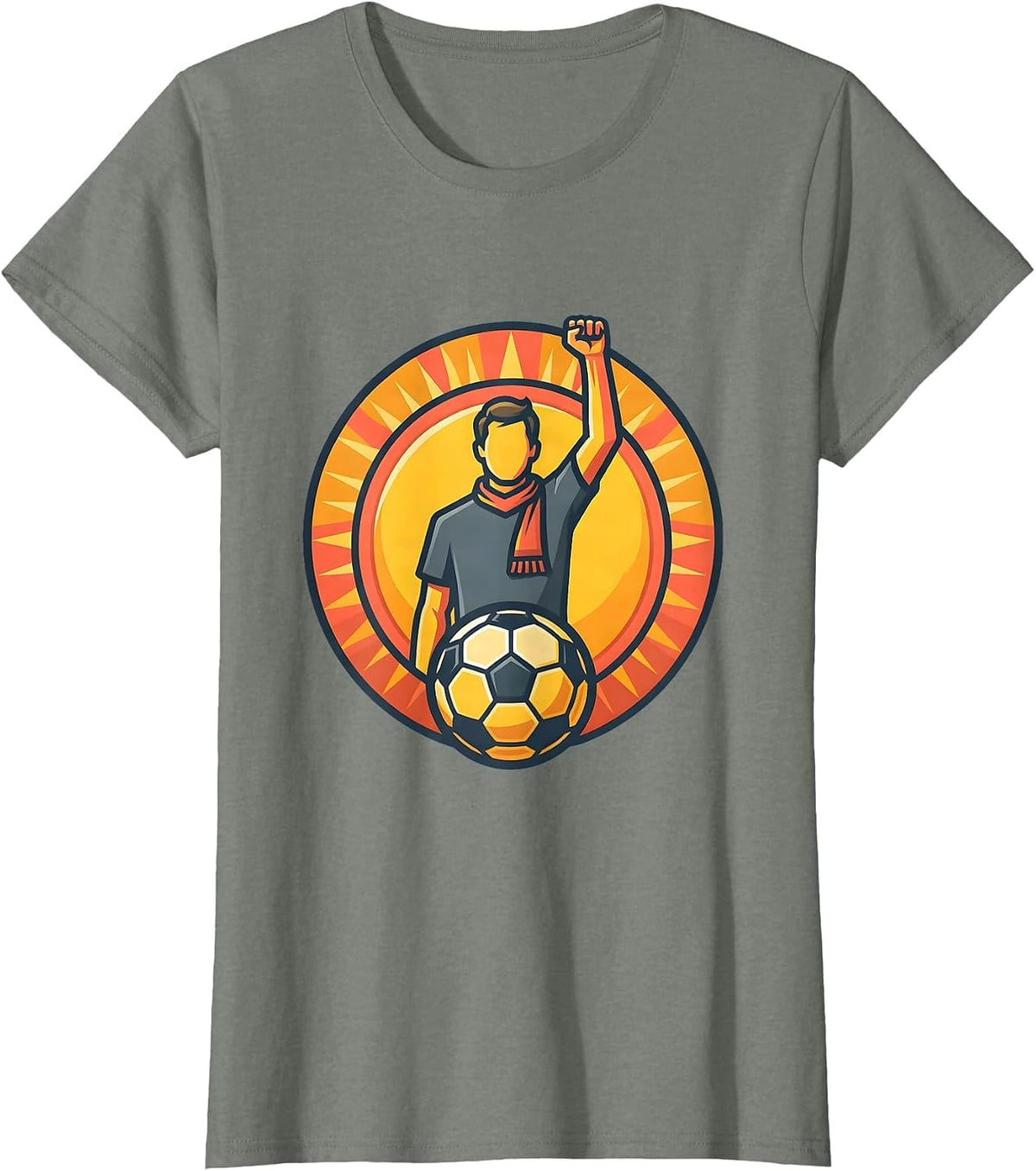 Soccer Dad Fist Pump Sunrise Game Illustration T-Shirt - Olive Heather