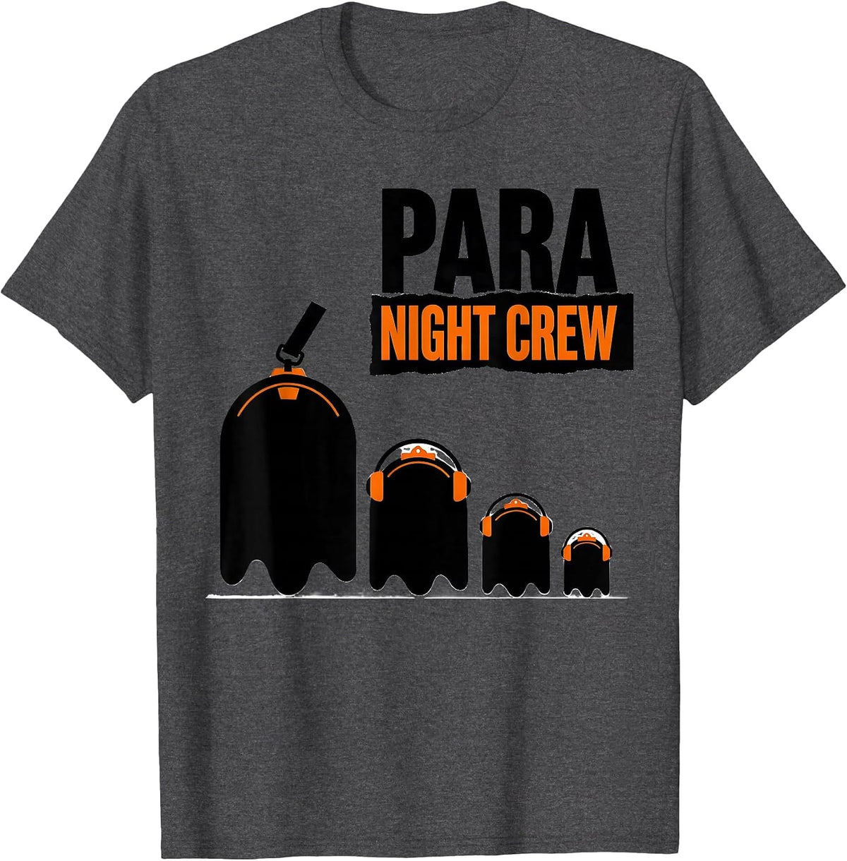 Para Night Crew Brutalist Ghost Para Paraeducator Halloween T-Shirt - Dark Heather Grey