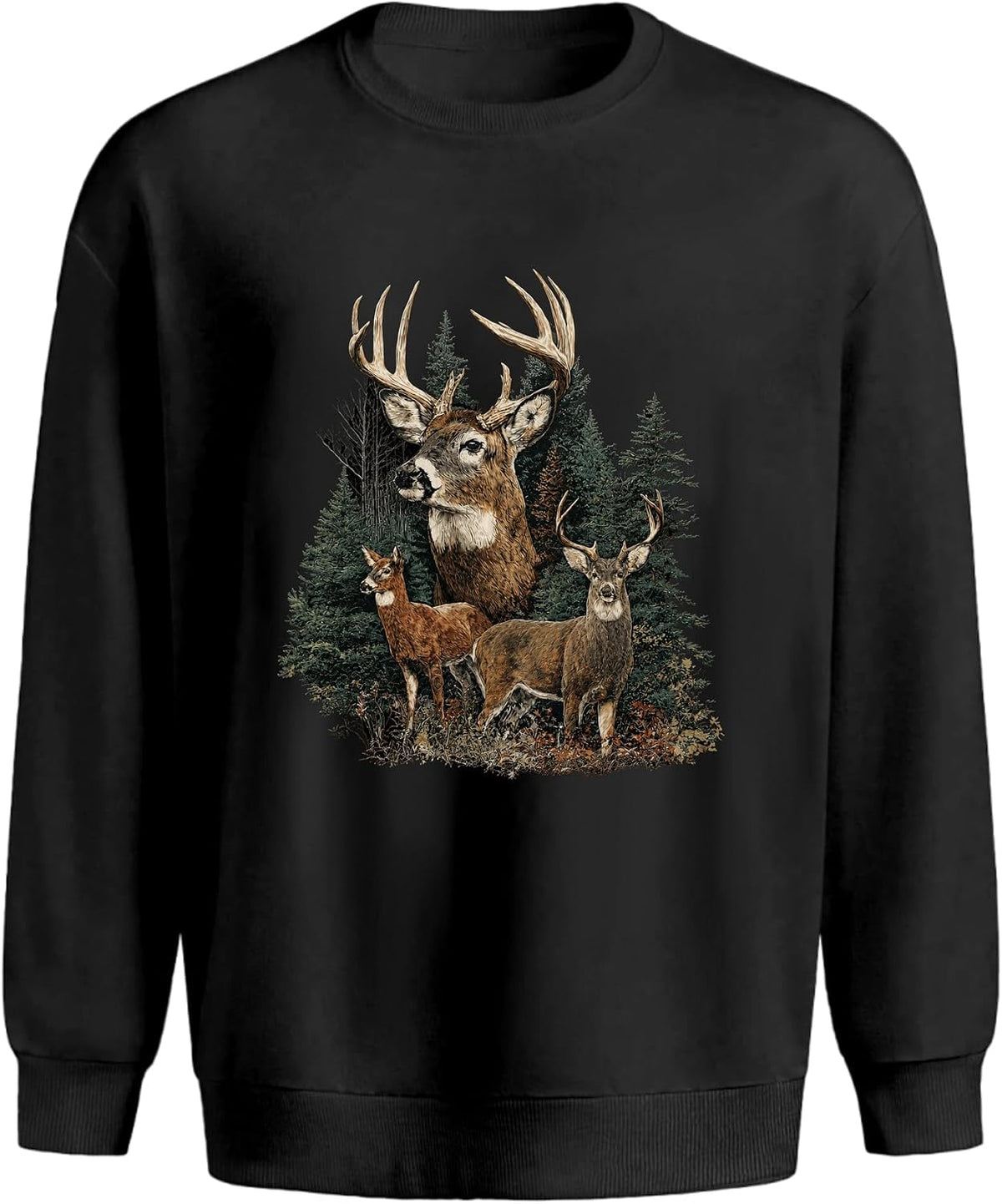 Whitetail Deer Forest Crewneck Sweatshirt, Woodland Hunting Gift - As Pictured