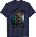 Slay Bar Just Hit Zero Funny Capybara Gamer Bruh Meme Humor T-Shirt - Navy Blue