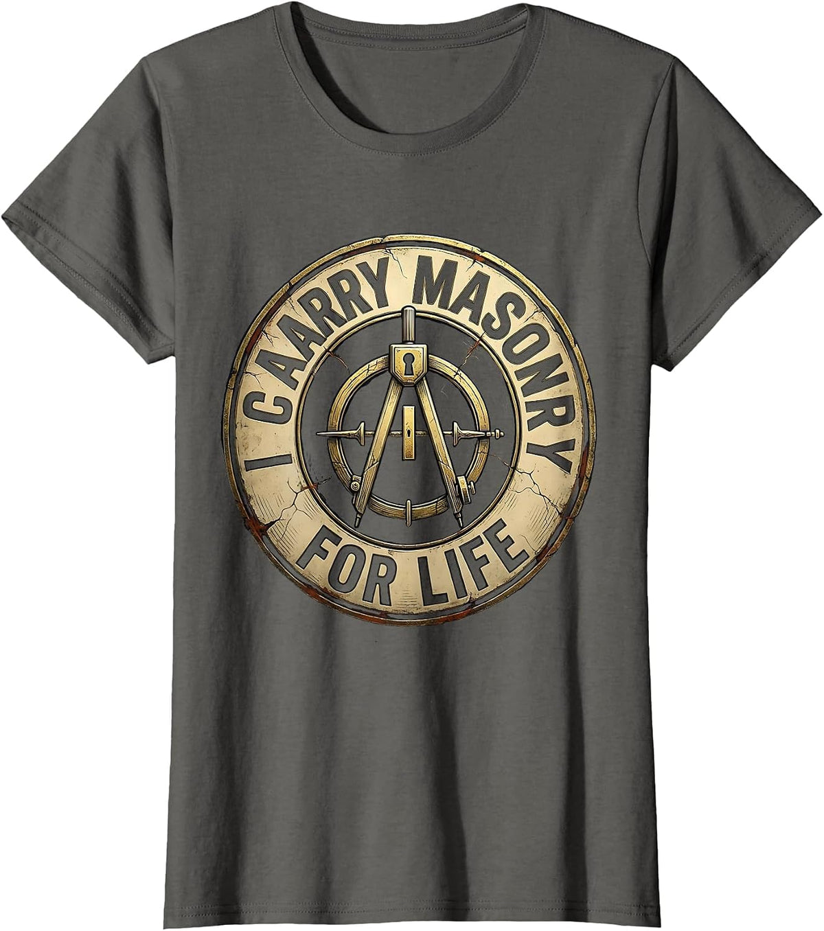 Women's I Carry Masonry For Life Distressed Freemason Square T-Shirt - Asphalt Grey