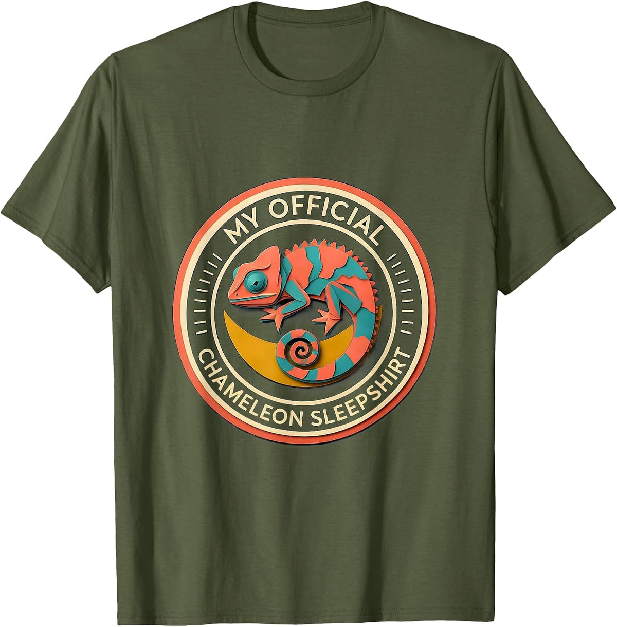 Men's My Official Chameleon Sleepshirt Cute Animal Lover Pajama T-Shirt - Olive Green